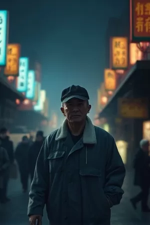 雨夜档案馆内探员提灯翻查卷宗的推理电影主推海报